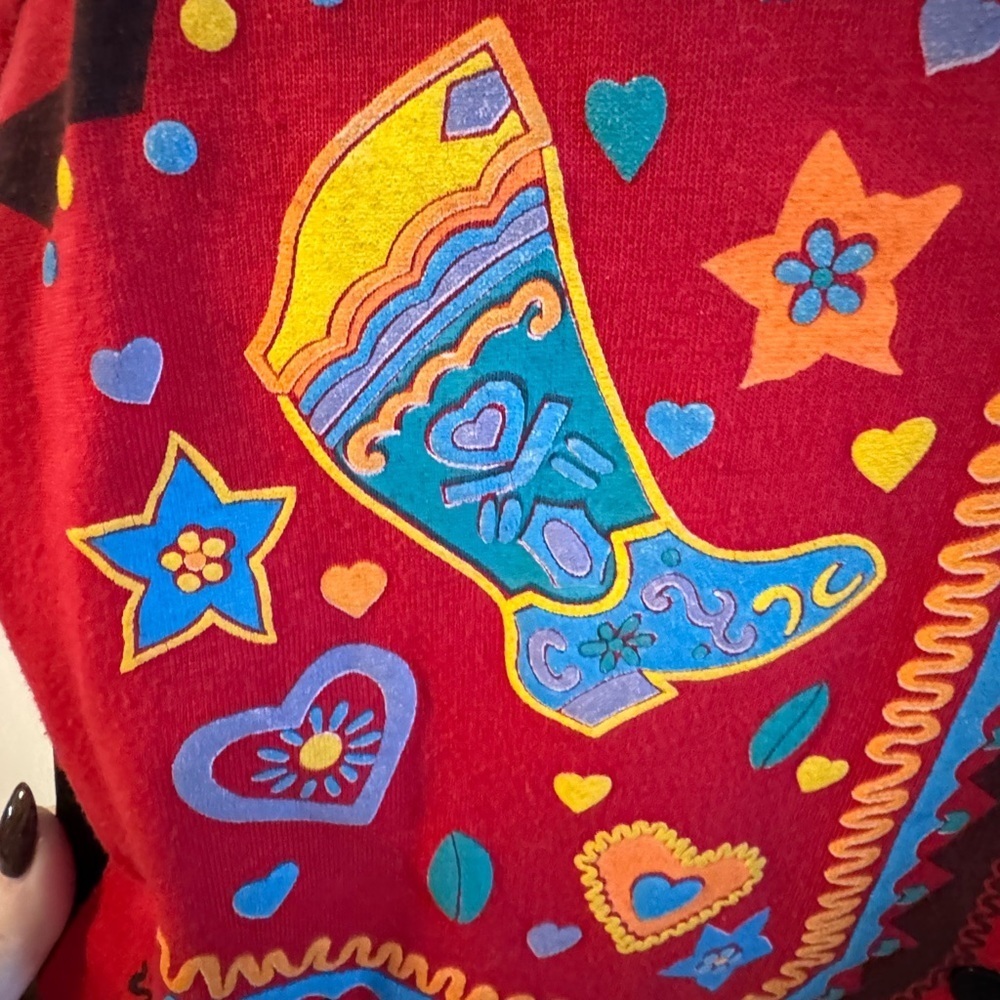 Western Painted Fringe Vest Cowgirl Rodeo Boho Country Vintage 90’s Fun Colorful - Picture 3 of 11